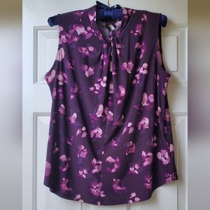 Donna Karan floral twist-neck sleeveless top